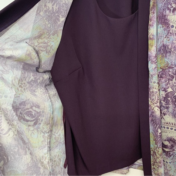 R M Richards Top Woman 18W‎  Purple Floral Faux Twin Jacket Long Line Lagenlook - Picture 5 of 10